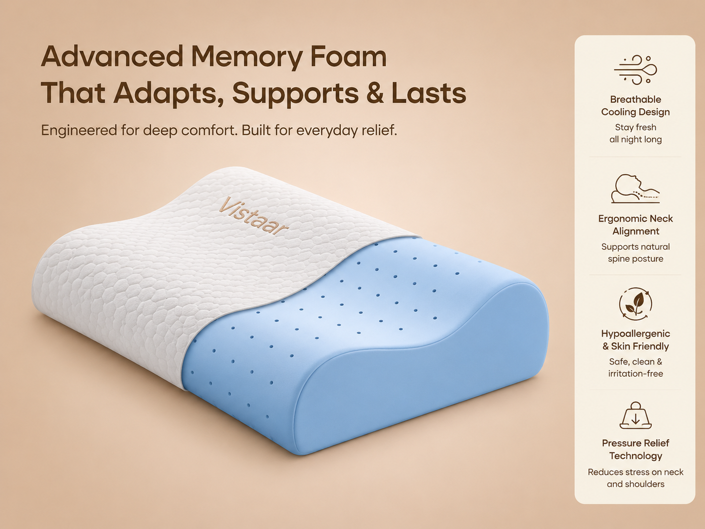 Vistaar™ OrthoCloud Memory Foam Pillow