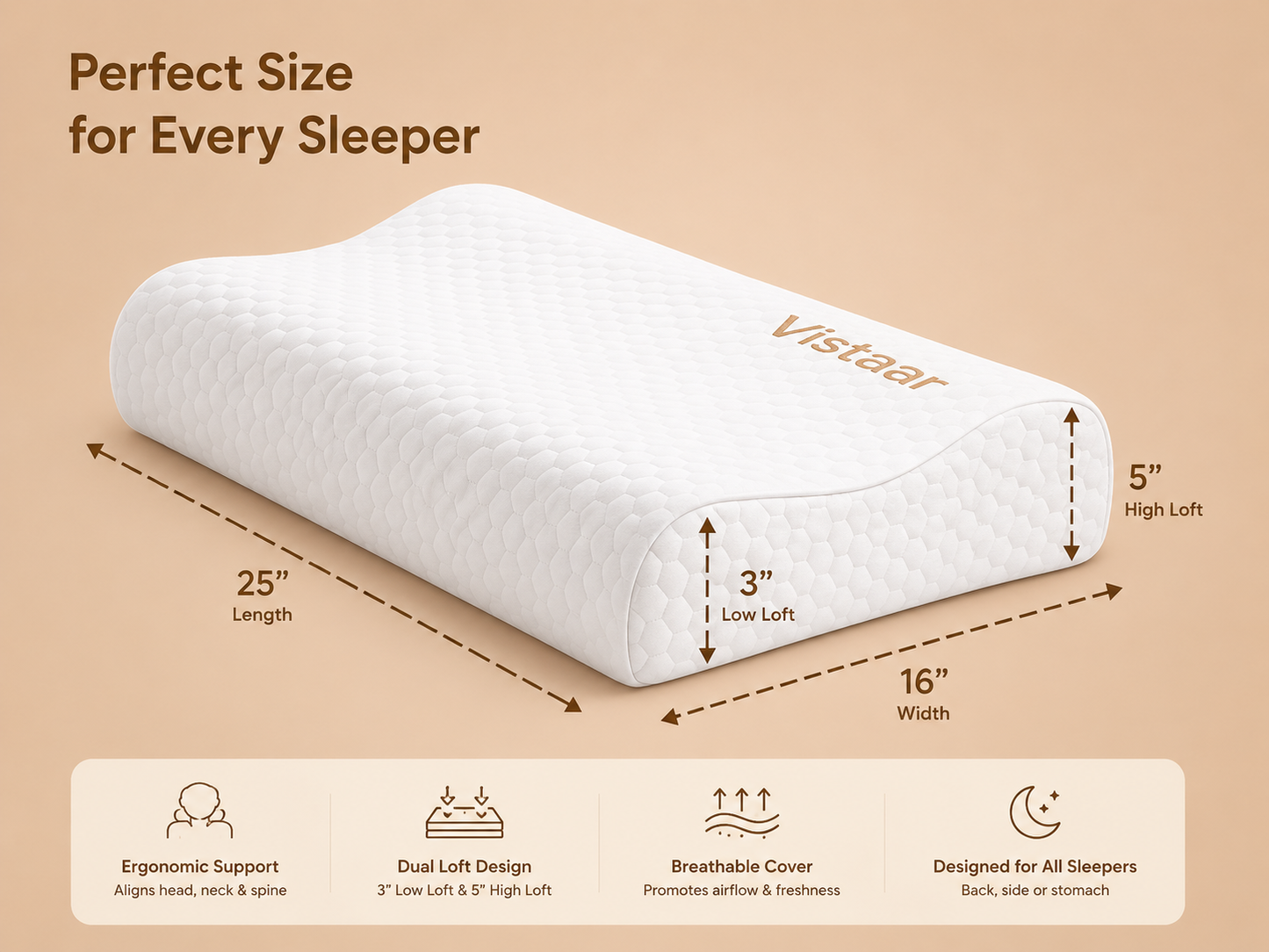 Vistaar™ OrthoCloud Memory Foam Pillow
